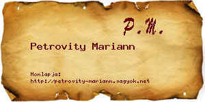 Petrovity Mariann névjegykártya